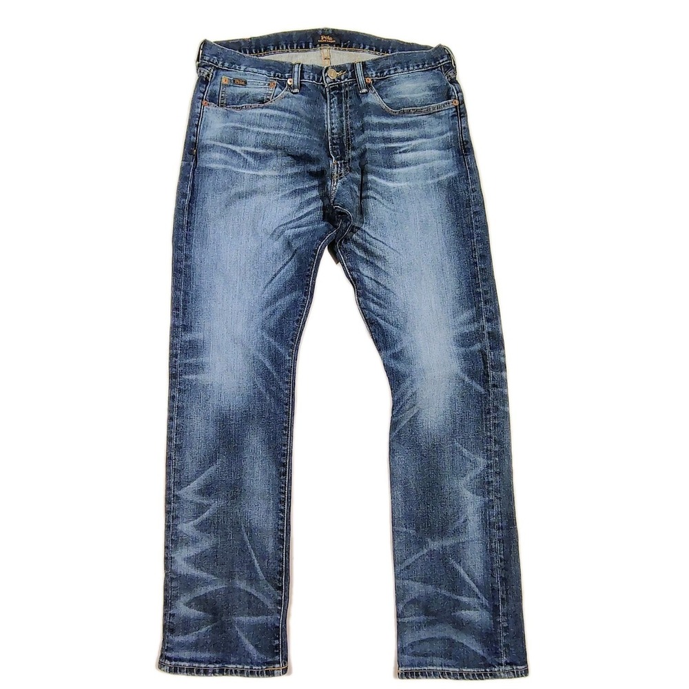Polo Ralph Lauren Varick Slim Straight Jeans Mens 34x32 Blue Medium Wash Denim